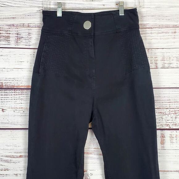 Zara Basic Black Casual Relaxed Fit Pants with Silver Buttons Size Small - Picture 3 of 12